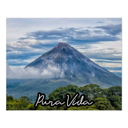 Pura Vida Costa Rica Arenal Volcano Photography Poster