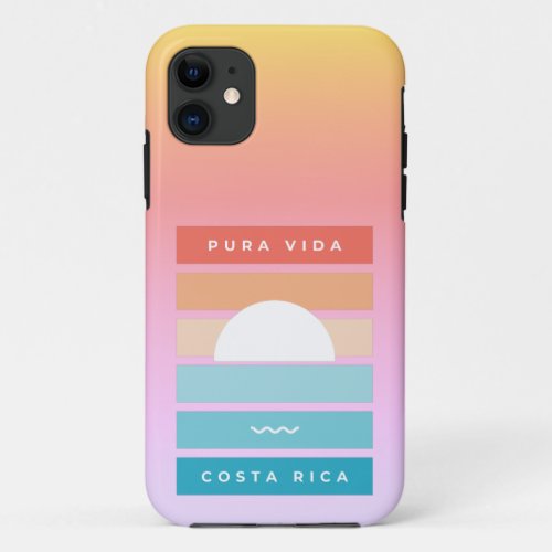 Pura Vida Costa Rica Beach Sunset iPhone 11 Case