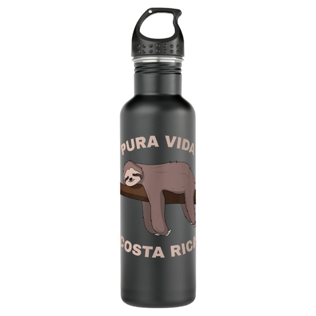 Pura Vida Costa Rica - Cool Costa Rica Sloth  Stainless Steel Water Bottle (Front)