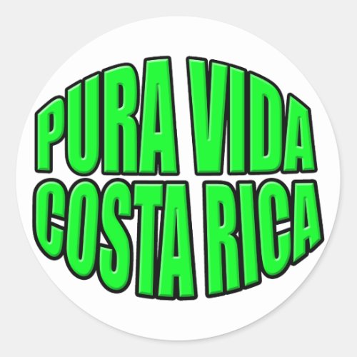 Pura Vida Costa Rica Green Circle Classic Round Sticker
