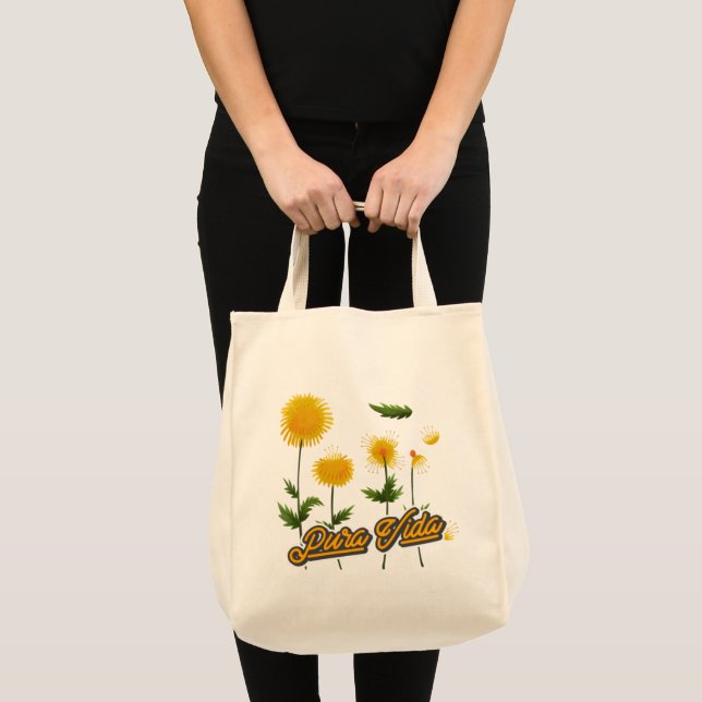 Pura Vida Costa Rica Motto Floral Tote Bag (Front (Product))