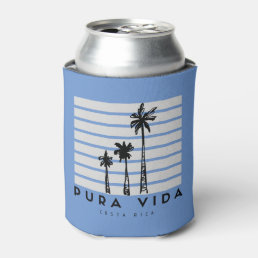 Pura Vida Costa Rica Palm Tree Blue Beer Can Cooler