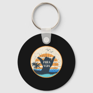 Pura Vida Costa Rica Shaka Sign Surfing Surfer Gif Keychain