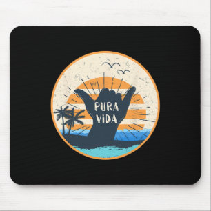 Pura Vida Costa Rica Shaka Sign Surfing Surfer Gif Mouse Pad