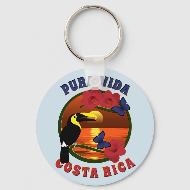 Pura Vida Costa Rica Template Keychain (Front)