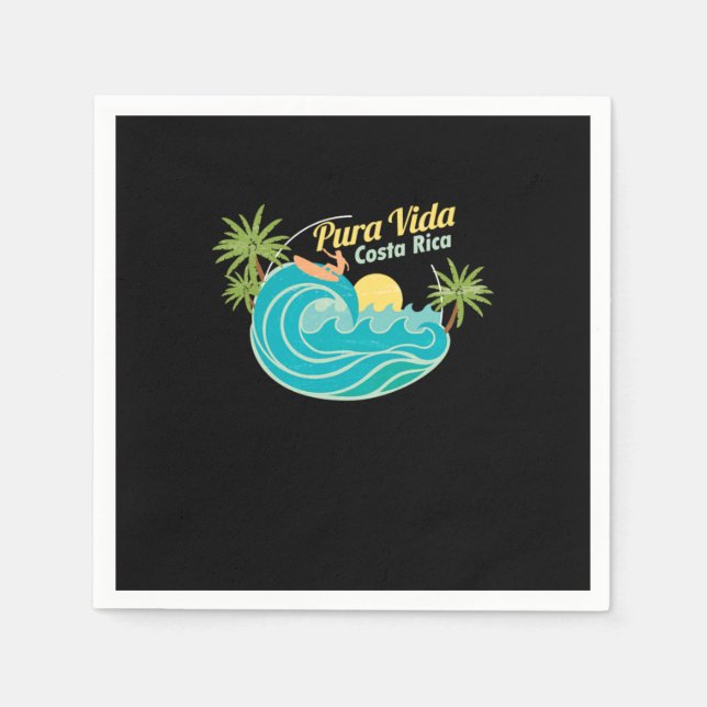 Pura Vida Costa Rica Vacation Beaches Ocean Sailin Napkins (Front)