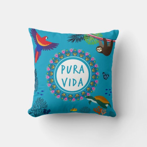 Pura Vida _Costa Rica Wild life Throw Pillow