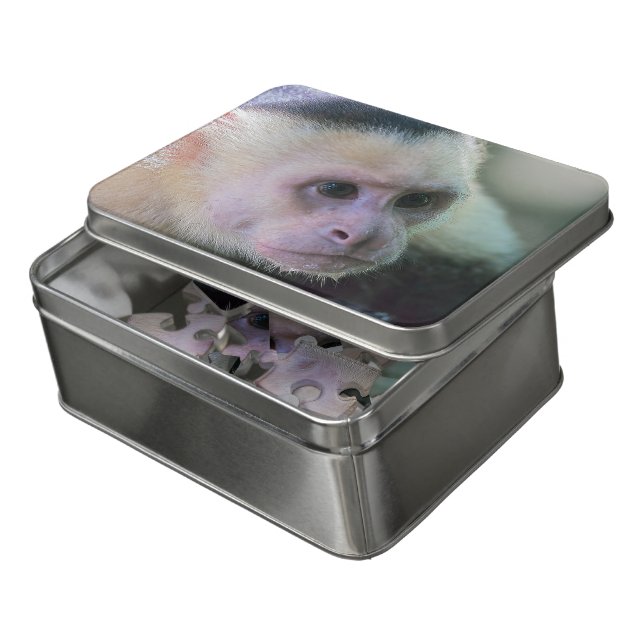 Pura vida for White headed capuchin monkey Jigsaw Puzzle (Lid Open)