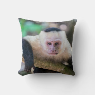 Pura vida for White headed capuchin monkey Throw Pillow