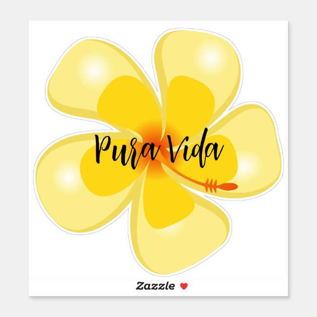 Pura Vida Hibiscus Custom-Cut Vinyl Sticker