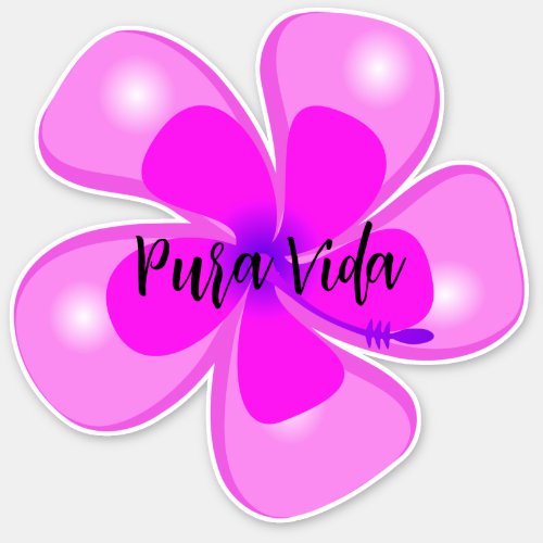 Pura Vida Hibiscus Custom_Cut Vinyl Sticker