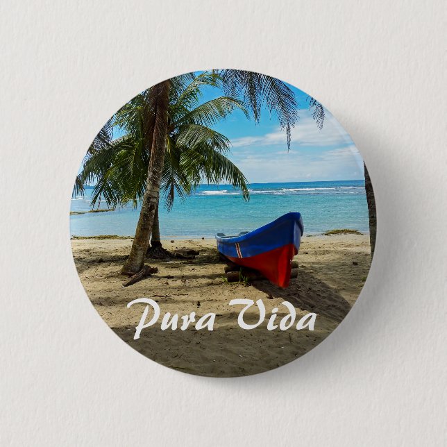 Pura Vida in Costa Rica - Central America Button (Front)