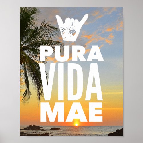 Pura Vida Mae Shaka Sign Costa Rica Sunset