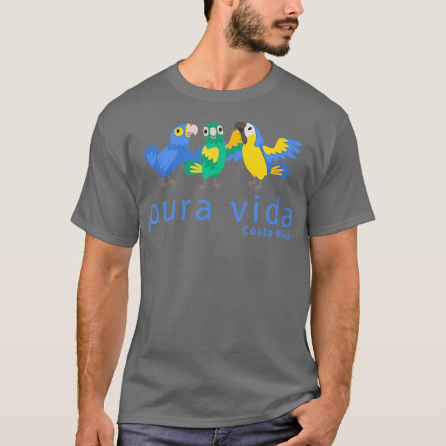 Pura Vida Parrots Costa Rica Birds T-Shirt (Front)