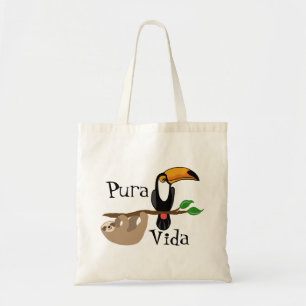 Pura Vida, sloth and toucan Tote Bag