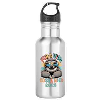 Pura Vida Sloth Lovers Costa Rica Relaxed Stainless Steel Water Bottle