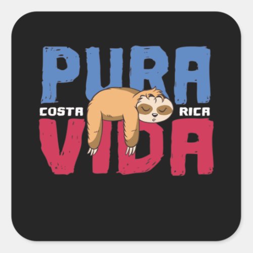 Pura Vida Sloth Square Sticker