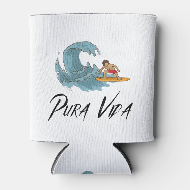 Pura Vida Surfers Costa Rica Can Cooler (Front)