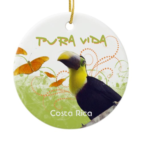 Pura Vida Toucan &amp; Butterflies Ornament
