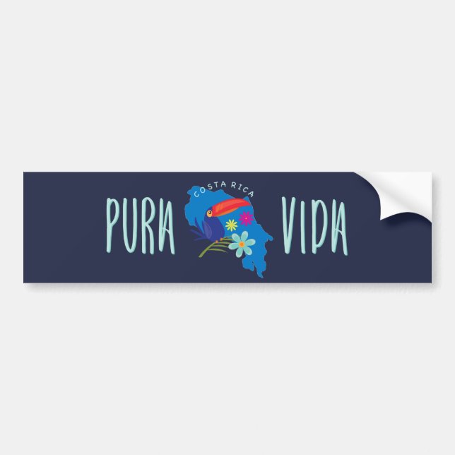 Pura Vida Toucan Costa Rica Bumper Sticker (Front)