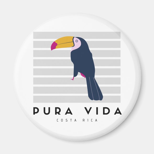 Pura Vida Toucan Costa Rica Souvenir Magnet (Front)