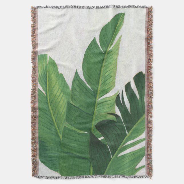 Pura Vida - Tropical Leaves Throw Blanket (Front Vertical)