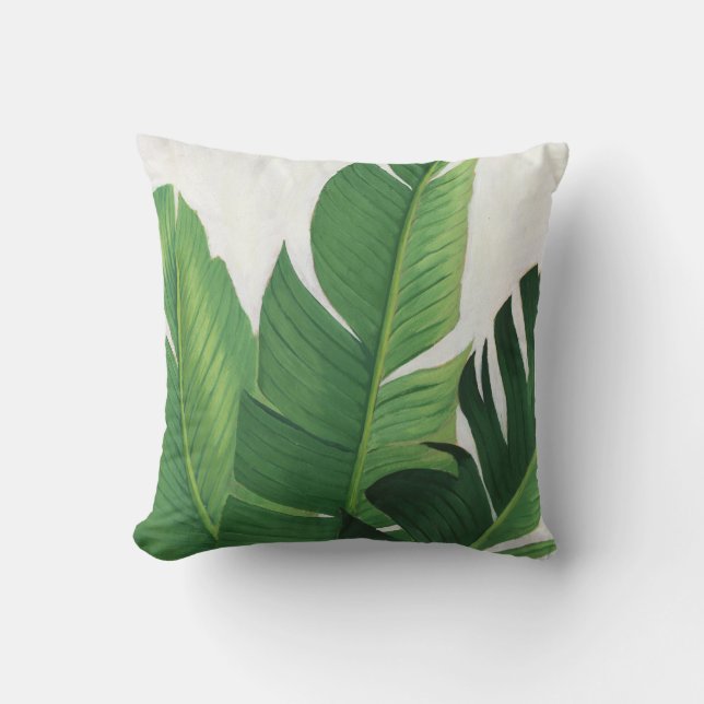 Pura Vida - Tropical Leaves Throw Pillow (Front)