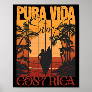 Pura Vide Costa Rica Surfing Poster