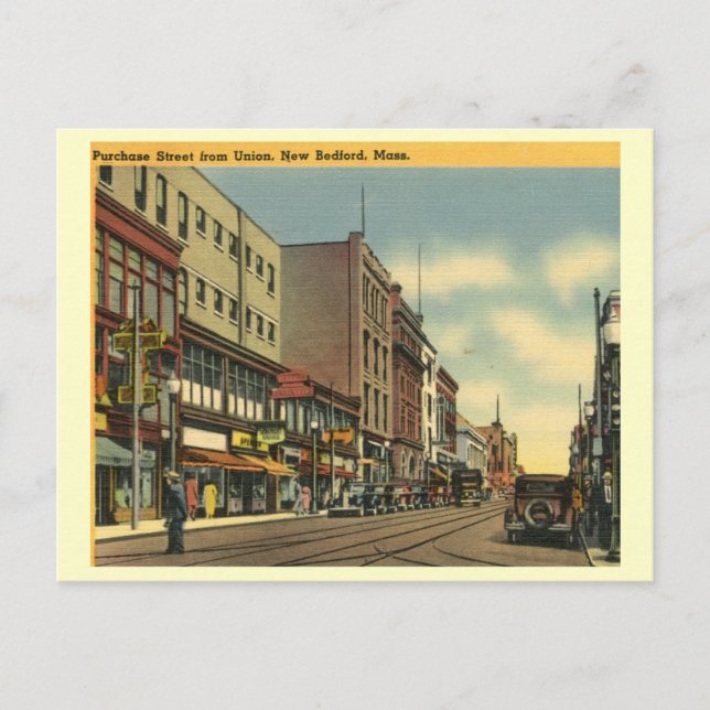 Purchase St., New Bedford, Massachusetts Vintage Postcard (Front)