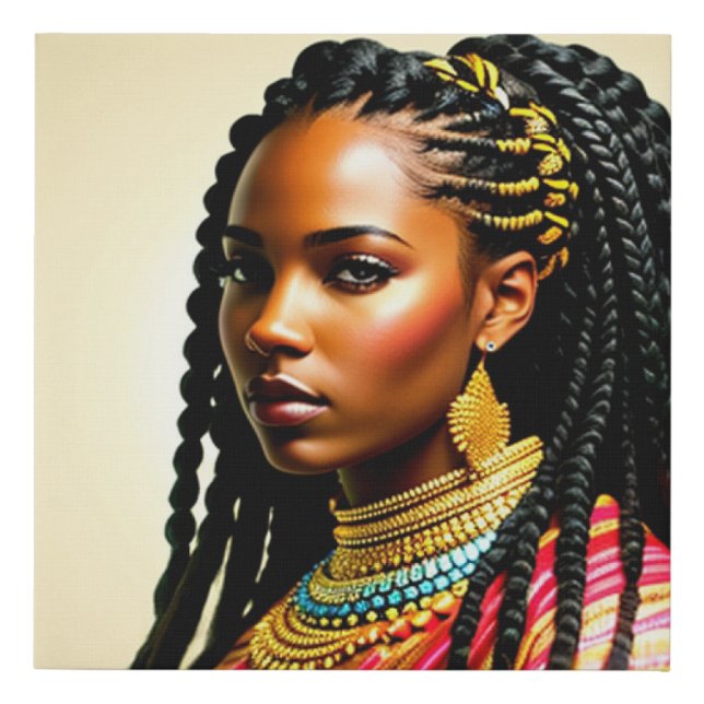 Pure African American Goddess Faux Canvas Print (Front)