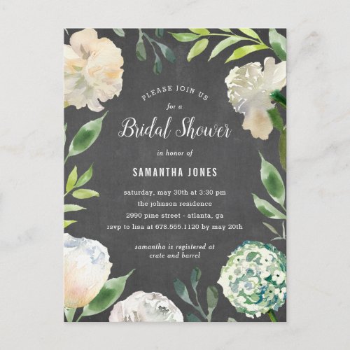 Pure Beauty Bridal Shower Invitation Postcard