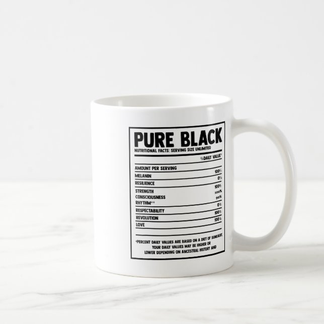 Pure Black Nutritional Facts Black History Month  Coffee Mug (Right)