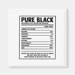 Pure Black Nutritional Facts Black History Month  Magnet
