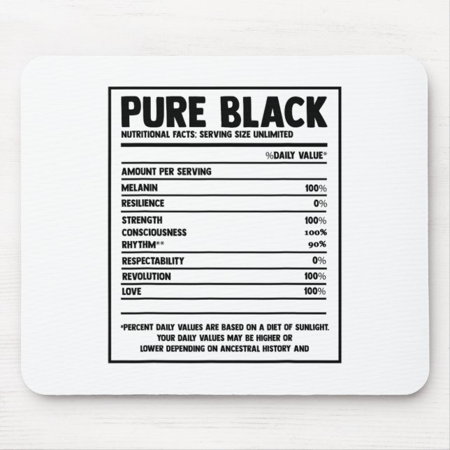 Pure Black Nutritional Facts Black History Month  Mouse Pad (Front)
