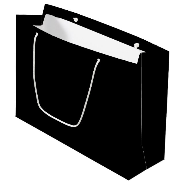 Pure Black Solid Color Large Gift Bag (Front Angled)
