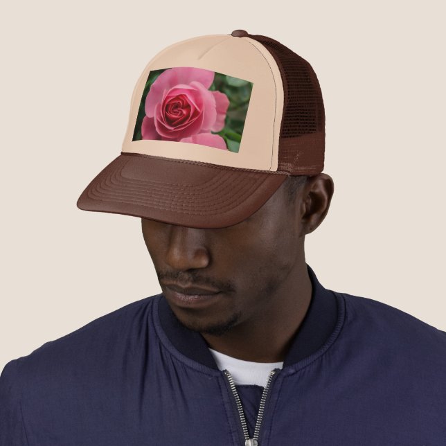 Brown and Tan Patterned Hat with Rose Embroidery HATS – tagged  main image 3