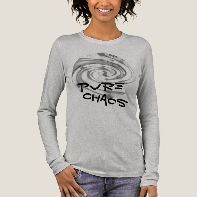 "Pure Chaos" Black Grey Swirl Humorous Message Tri-Blend Shirt (Front)