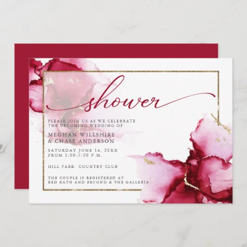 Pure Crimson Red Pink Abstract Watercolor  Invitation