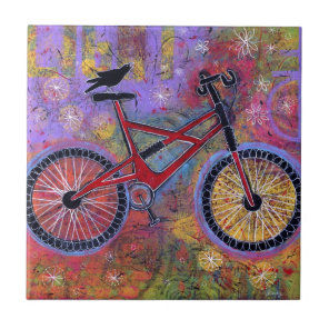 Pure Delight Raven and Bicycle Tile