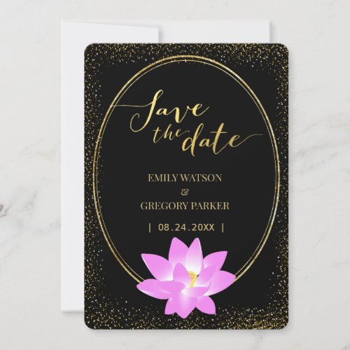 Pure elegance  lotus pinkgold save the date