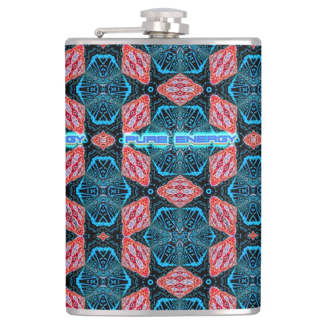 Pure Energy fractal futuristic pattern Flask (Front)