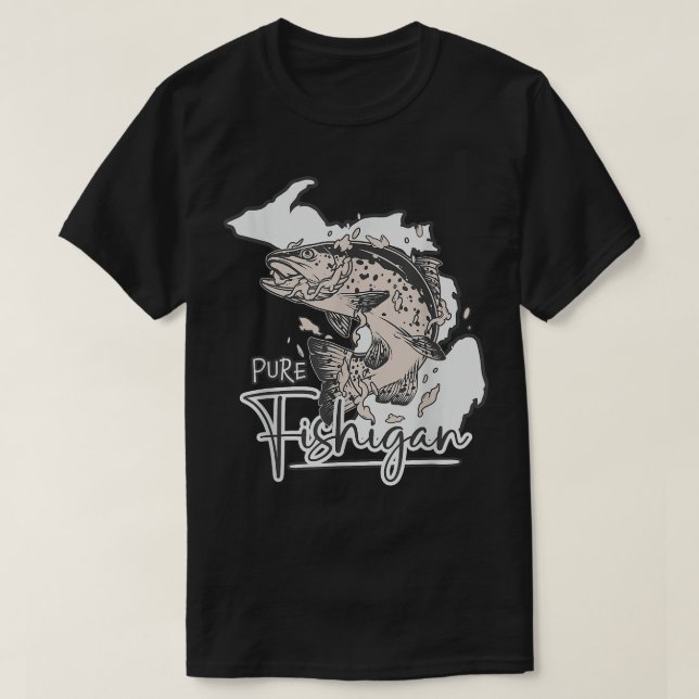 Pure Fishigan Men Women Fisherman State of Michiga T-Shirt (Design Front)