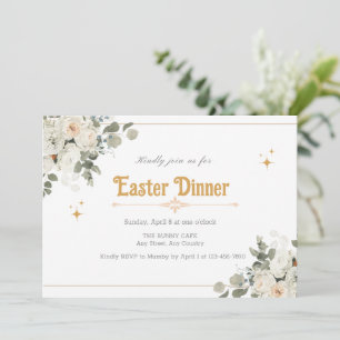 Pure Floral Elegant Invitation For Easter Dinner