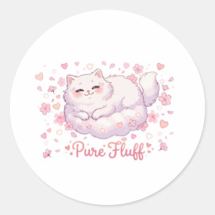Pure Fluff Cute Kawaii Cat Classic Round Sticker