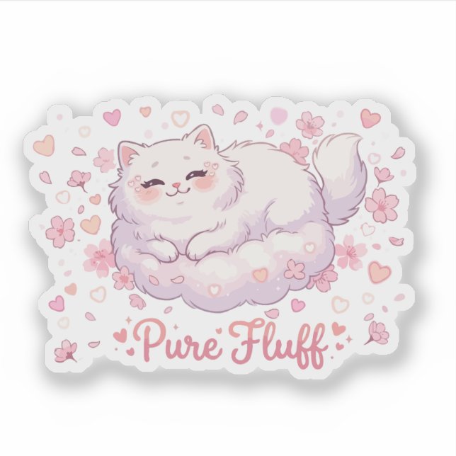  Pure Fluff Cute Kawaii Cat Sticker (Front)