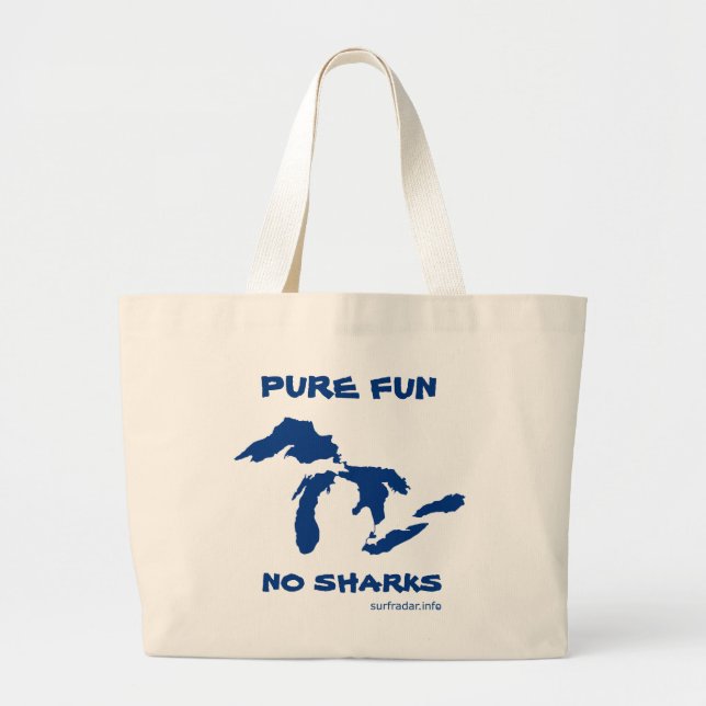 Pure Fun, No Sharks Large Tote Bag (Front)