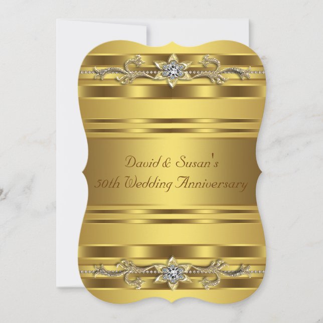 Pure Gold 50th Wedding Anniversary Party Invitation (Front)