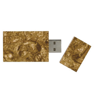 PURE GOLD Abstract Pattern + your text / photo Wood Flash Drive