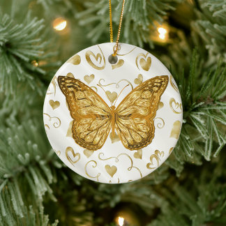 Pure Gold Butterfly Ceramic Ornament