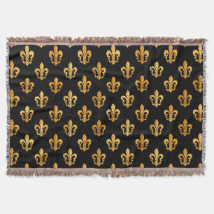 Pure Gold Fleur de Lis Throw Blanket